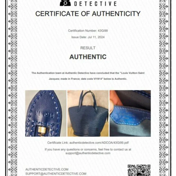 SOLD Louis Vuitton EPI PM Saint Jacques in Blue Authenticated - Picture 2 of 16